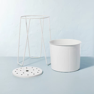 Powder-Coated Metal Planter White - Hearth & Hand™ With Magnolia 2 Powder-Coated Metal Planter White - Hearth & Hand™ With Magnolia - Image 2