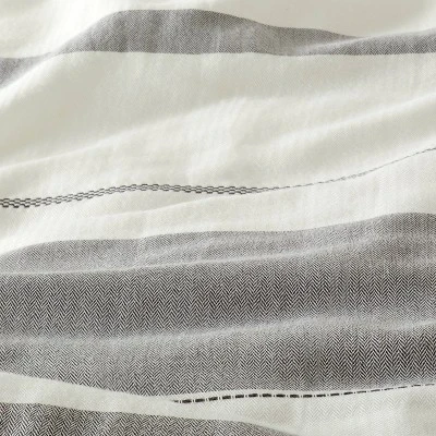 Herringbone Stripe Comforter & Sham Set Sour Cream/Railroad Gray 1 Herringbone Stripe Comforter & Sham Set Sour Cream/Railroad Gray
