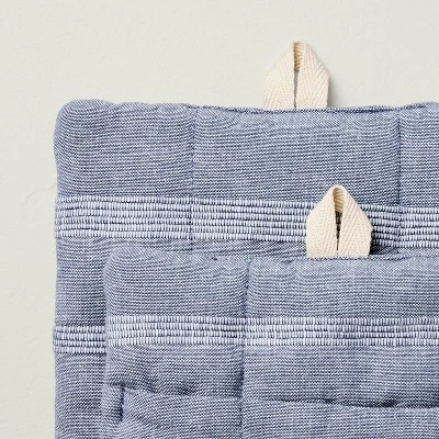 2pc Textured Stripe Potholder Set Blue - Hearth & Hand™ With Magnolia 2 2pc Textured Stripe Potholder Set Blue - Hearth & Hand™ With Magnolia - Image 2
