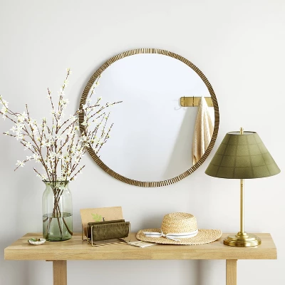 Pleated Brass Round Wall Mirror Antique Finish - Hearth & Hand™ With Magnolia 1 Pleated Brass Round Wall Mirror Antique Finish - Hearth & Hand™ With Magnolia