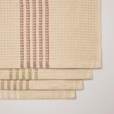 Set Of 4 Fall Dishcloths Cream With Stripes - Hearth & Hand™ With Magnolia 2 Set Of 4 Fall Dishcloths Cream With Stripes - Hearth & Hand™ With Magnolia - Image 2
