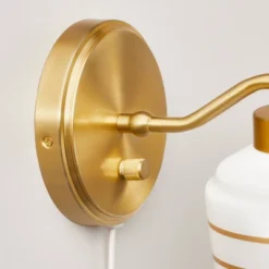 Milk Glass Striped Wall Sconce Brass Finish - Hearth & Hand™ With Magnolia: Modern Chic Lighting Fixture 6 Milk Glass Striped Wall Sconce Brass Finish - Hearth & Hand™ With Magnolia: Modern Chic Lighting Fixture -Hearth & Hand With Magnolia Shop GUEST 15a03d8f f03a 480f 8208 4c1c64ae855d