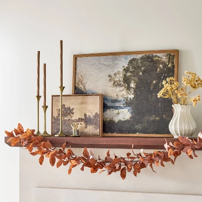 24"x32" Horizontal Landscape Lake Burlap Framed Wall Art - Hearth & Hand™ With Magnolia 1 24"x32" Horizontal Landscape Lake Burlap Framed Wall Art - Hearth & Hand™ With Magnolia