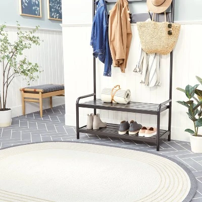Oval 5' X 7' Border Stripe Braided Area Rug Neutral - Hearth & Hand™ With Magnolia 1 Oval 5' X 7' Border Stripe Braided Area Rug Neutral - Hearth & Hand™ With Magnolia