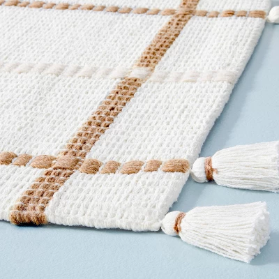 Bold Cross Stripes Tassel Rug Cream/Tan - Hearth & Hand™ With Magnolia 2 Bold Cross Stripes Tassel Rug Cream/Tan - Hearth & Hand™ With Magnolia - Image 2