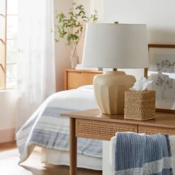 Faceted Ceramic Table Lamp Taupe/Cream (Includes LED Light Bulb) - Hearth & Handâ„¢ With Magnolia