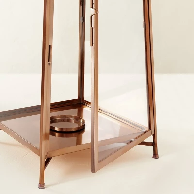 Raised Metal & Glass Pillar Candle Lantern Copper - Hearth & Hand™ With Magnolia 3 Raised Metal & Glass Pillar Candle Lantern Copper - Hearth & Hand™ With Magnolia - Image 3