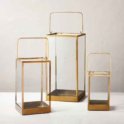 Square Metal & Glass Pillar Candle Lantern - Hearth & Hand™ With Magnolia 2 Square Metal & Glass Pillar Candle Lantern - Hearth & Hand™ With Magnolia - Image 2