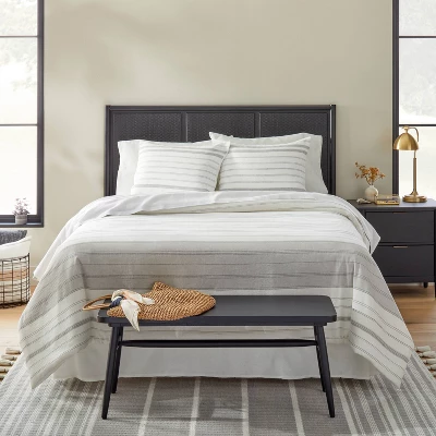 Alternating Pinstripe Duvet & Sham Set Gray/Cream - Hearth & Hand™ With Magnolia 3 Alternating Pinstripe Duvet & Sham Set Gray/Cream - Hearth & Hand™ With Magnolia - Image 3