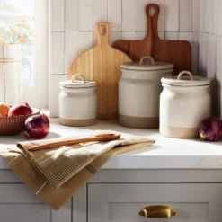 Dry Goods Stoneware Crock Canister Warm Gray/Clay - Hearth & Handâ„¢ With Magnolia