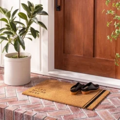 Glad You're Here Coir Doormat Tan/Black - Hearth & Handâ„¢ With Magnolia