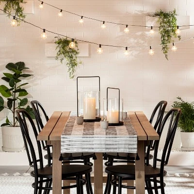 Oversized Broken Stripes Tassel Table Runner Black/Sour Cream - Hearth & Hand™ With Magnolia 1 Oversized Broken Stripes Tassel Table Runner Black/Sour Cream - Hearth & Hand™ With Magnolia