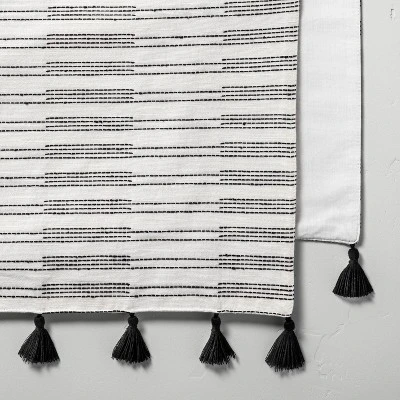 Oversized Broken Stripes Tassel Table Runner Black/Sour Cream - Hearth & Hand™ With Magnolia 2 Oversized Broken Stripes Tassel Table Runner Black/Sour Cream - Hearth & Hand™ With Magnolia - Image 2