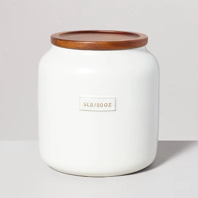 Dry Goods Stoneware Canister With Wood Lid Cream/Brown - Hearth & Hand™ With Magnolia 6 Dry Goods Stoneware Canister With Wood Lid Cream/Brown - Hearth & Hand™ With Magnolia - Image 6