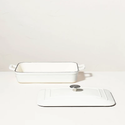 Enamel Coated Casserole/Bakeware Dish With Lid Cream - Hearth & Hand™ With Magnolia: Cast Iron, Hand Wash, Nonstick 2 Enamel Coated Casserole/Bakeware Dish With Lid Cream - Hearth & Hand™ With Magnolia: Cast Iron, Hand Wash, Nonstick - Image 2