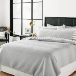 16"x42" Slub Center Stripe Oversized Lumbar Bed Pillow - Hearth & Handâ„¢ With Magnolia