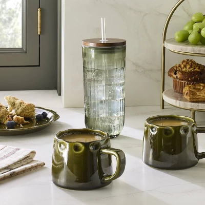 10oz Carved Edge Ceramic Mug Green - Hearth & Hand™ With Magnolia 1 10oz Carved Edge Ceramic Mug Green - Hearth & Hand™ With Magnolia