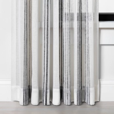 Vertical Stripe Curtain Sheer Gray/Cream - Hearth & Hand™ With Magnolia 2 Vertical Stripe Curtain Sheer Gray/Cream - Hearth & Hand™ With Magnolia - Image 2