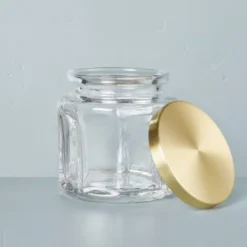 Sculpted Glass Canister Clear/Brass - Hearth & Hand™ With Magnolia -Hearth & Hand With Magnolia Shop GUEST 71f281b6 258a 4b80 b1af 9a6bc3fbbc8f