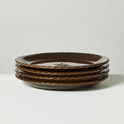 Set Of 4 6.5" Mushroom Ceramic Appetizer Plates Forest Brown - Hearth & Hand™ With Magnolia 2 Set Of 4 6.5" Mushroom Ceramic Appetizer Plates Forest Brown - Hearth & Hand™ With Magnolia - Image 2