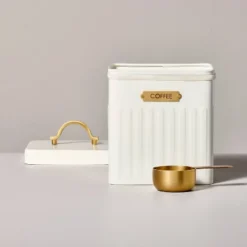 Metal Coffee Tin With Scooper Cream/Brass - Hearth & Hand™ With Magnolia -Hearth & Hand With Magnolia Shop GUEST 809b98a3 d18b 4ca5 a566 b80875ada88a