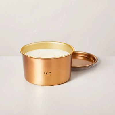 Lidded Metal Salt 4-Wick Jar Candle Brass Finish 20oz - Hearth & Hand™ With Magnolia 2 Lidded Metal Salt 4-Wick Jar Candle Brass Finish 20oz - Hearth & Hand™ With Magnolia - Image 2