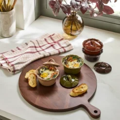 Set Of 4 6oz Round Ramekins With Ruffled Edge Brown/Red/Green/Tan - Hearth & Hand™ With Magnolia