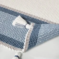 20" X 32" Color Block Stripe Tassels Bath Rug Faded Blue/White - Hearth & Hand™ With Magnolia -Hearth & Hand With Magnolia Shop GUEST 965eb334 1e31 467e 9a9f 35ffecd97d72