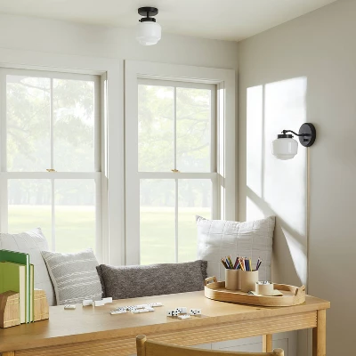 Milk Glass Solid Wall Sconce Black/White - Hearth & Hand™ With Magnolia 2 Milk Glass Solid Wall Sconce Black/White - Hearth & Hand™ With Magnolia - Image 2