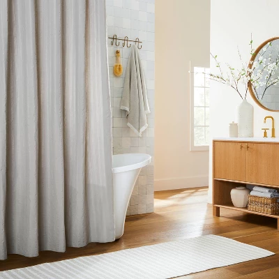 Crinkle Stripe Woven Shower Curtain - Hearth & Hand™ With Magnolia 2 Crinkle Stripe Woven Shower Curtain - Hearth & Hand™ With Magnolia - Image 2