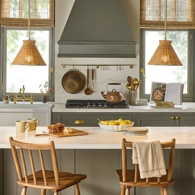 Brass With Rattan Shade Pendant Light - Hearth & Hand™ With Magnolia 1 Brass With Rattan Shade Pendant Light - Hearth & Hand™ With Magnolia