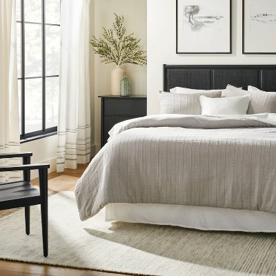 Engineered Hem Stripes Curtain Panel Cream/Gray - Hearth & Hand™ With Magnolia 2 Engineered Hem Stripes Curtain Panel Cream/Gray - Hearth & Hand™ With Magnolia - Image 2