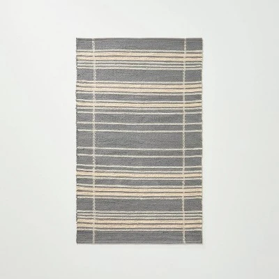 Wool Blend Variegated Stripe Area Rug Dark Gray - Hearth & Hand™ With Magnolia 5 Wool Blend Variegated Stripe Area Rug Dark Gray - Hearth & Hand™ With Magnolia - Image 5