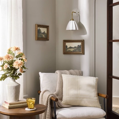 18"x18" Cross Stripe Square Throw Pillow Washed Tan - Hearth & Hand™ With Magnolia 1 18"x18" Cross Stripe Square Throw Pillow Washed Tan - Hearth & Hand™ With Magnolia