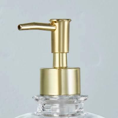 Sculpted Glass Soap/Lotion Pump Dispenser Clear/Brass - Hearth & Hand™ With Magnolia 3 Sculpted Glass Soap/Lotion Pump Dispenser Clear/Brass - Hearth & Hand™ With Magnolia - Image 3