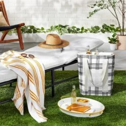 Soft-Sided 20can/19qt Plaid Backpack Cooler - Black/Gray/White - Hearth & Handâ„¢ With Magnolia