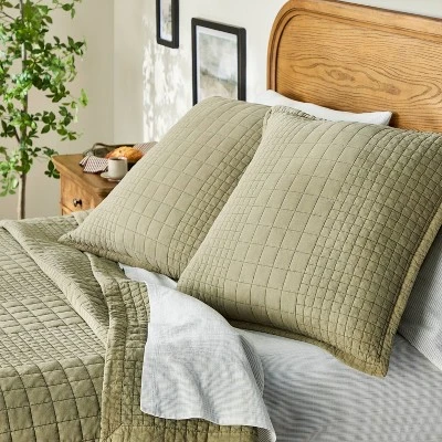 26"x26" Quilt Euro Square Throw Pillow Green - Hearth & Hand™ With Magnolia 1 26"x26" Quilt Euro Square Throw Pillow Green - Hearth & Hand™ With Magnolia