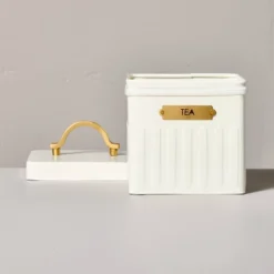 Metal Tea Tin Cream/Brass - Hearth & Hand™ With Magnolia 5 Metal Tea Tin Cream/Brass - Hearth & Hand™ With Magnolia -Hearth & Hand With Magnolia Shop GUEST d5a0a60f b937 48a3 b326 7438a0a9ef70