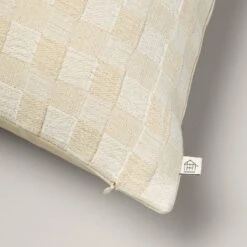 26"x26" Checkerboard Textured Euro Pillow Beige - Hearth & Hand™ With Magnolia: Farmhouse Throw Pillow, Cotton, Indoor Use -Hearth & Hand With Magnolia Shop GUEST d70862e2 04a2 4477 8f05 ae4ced52dd1e