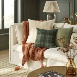 24"x24" Block Stripe Square Throw Pillow Heathered Beige - Hearth & Handâ„¢ With Magnolia: Farmhouse Decor, Removable Cover