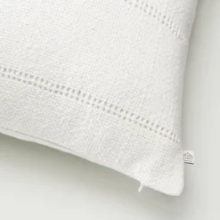 18"x18" Hem Stitch Stripe Square Throw Pillow Cream - Hearth & Hand™ With Magnolia: Cotton Texture, Indoor Use, Hidden Zipper -Hearth & Hand With Magnolia Shop GUEST e5726958 4628 42f1 b9df ccb4b40d36e6
