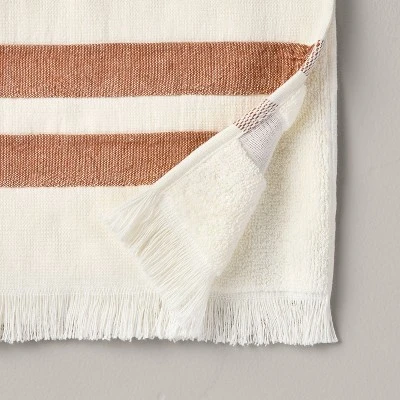 Double Stripe Cotton Hand Towel Cream/Rust - Hearth & Hand™ With Magnolia: Lightweight, Farmhouse Style, 27"x16" 2 Double Stripe Cotton Hand Towel Cream/Rust - Hearth & Hand™ With Magnolia: Lightweight, Farmhouse Style, 27"x16" - Image 2