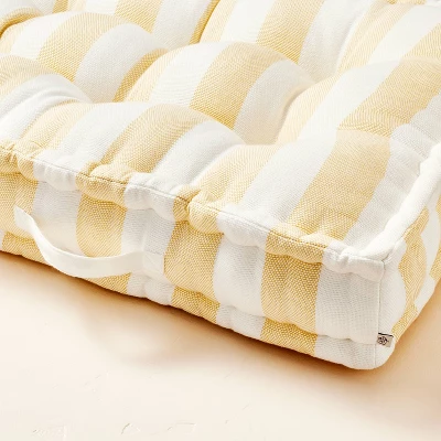 Bold Stripe Indoor/Outdoor French Floor Cushion Gold/Cream - Hearth & Hand™ With Magnolia 3 Bold Stripe Indoor/Outdoor French Floor Cushion Gold/Cream - Hearth & Hand™ With Magnolia - Image 3