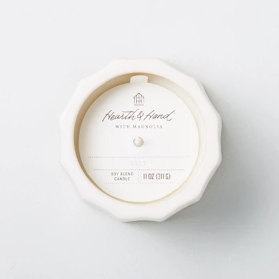 Wide Fluted Speckled Ceramic Salt Jar Candle Tonal Cream 11oz - Hearth & Hand™ With Magnolia 2 Wide Fluted Speckled Ceramic Salt Jar Candle Tonal Cream 11oz - Hearth & Hand™ With Magnolia - Image 2