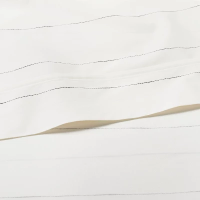 Cotton Percale Thin Stripe Sheet Set Sour Cream/Railroad Gray - Hearth & Hand™ With Magnolia 1 Cotton Percale Thin Stripe Sheet Set Sour Cream/Railroad Gray - Hearth & Hand™ With Magnolia