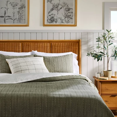 26"x26" Grid Lines Matelassé Euro Bed Pillow - Hearth & Hand™ With Magnolia 1 26"x26" Grid Lines Matelassé Euro Bed Pillow - Hearth & Hand™ With Magnolia