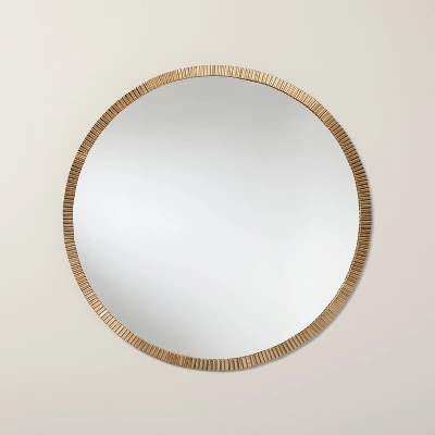 Pleated Brass Round Wall Mirror Antique Finish - Hearth & Hand™ With Magnolia 4 Pleated Brass Round Wall Mirror Antique Finish - Hearth & Hand™ With Magnolia - Image 4
